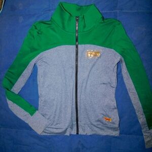 PINK Victoria's Secret Green and Gray Varsity Jacket